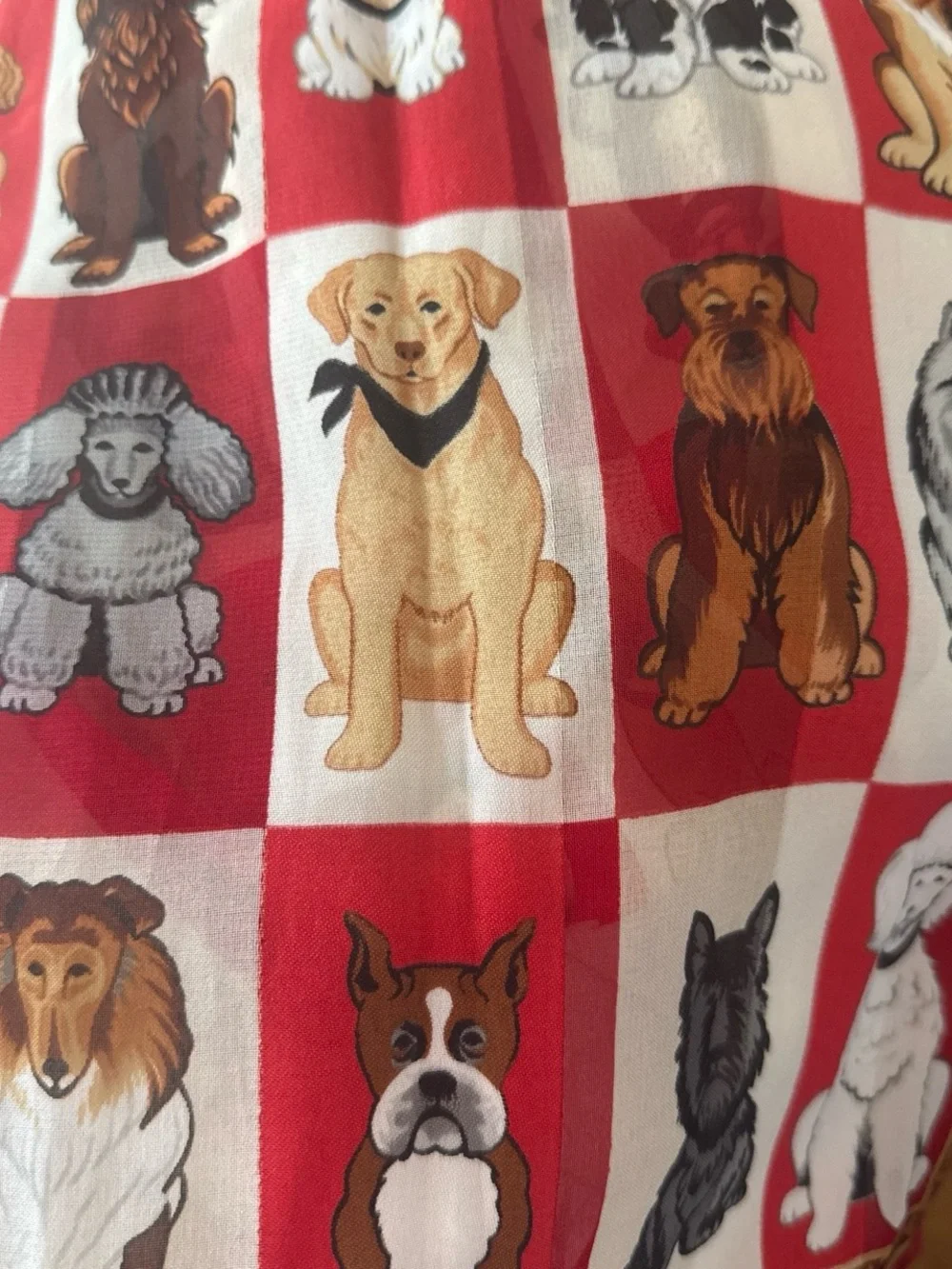 Red and White Dog-Print Square Scarf - Classic Women's Wrap